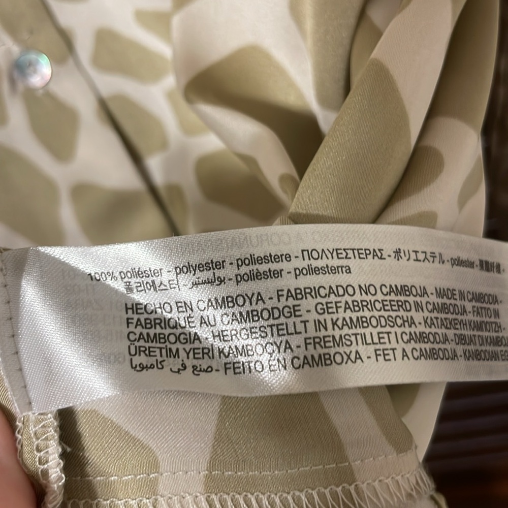 Zara Giraffe Print Satin Button Down Blouse - Picture 6 of 7